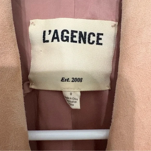 L'AGENCE Kenzie Double Breasted Goat Leather Blazer Beige Size 0 - Picture 9 of 11